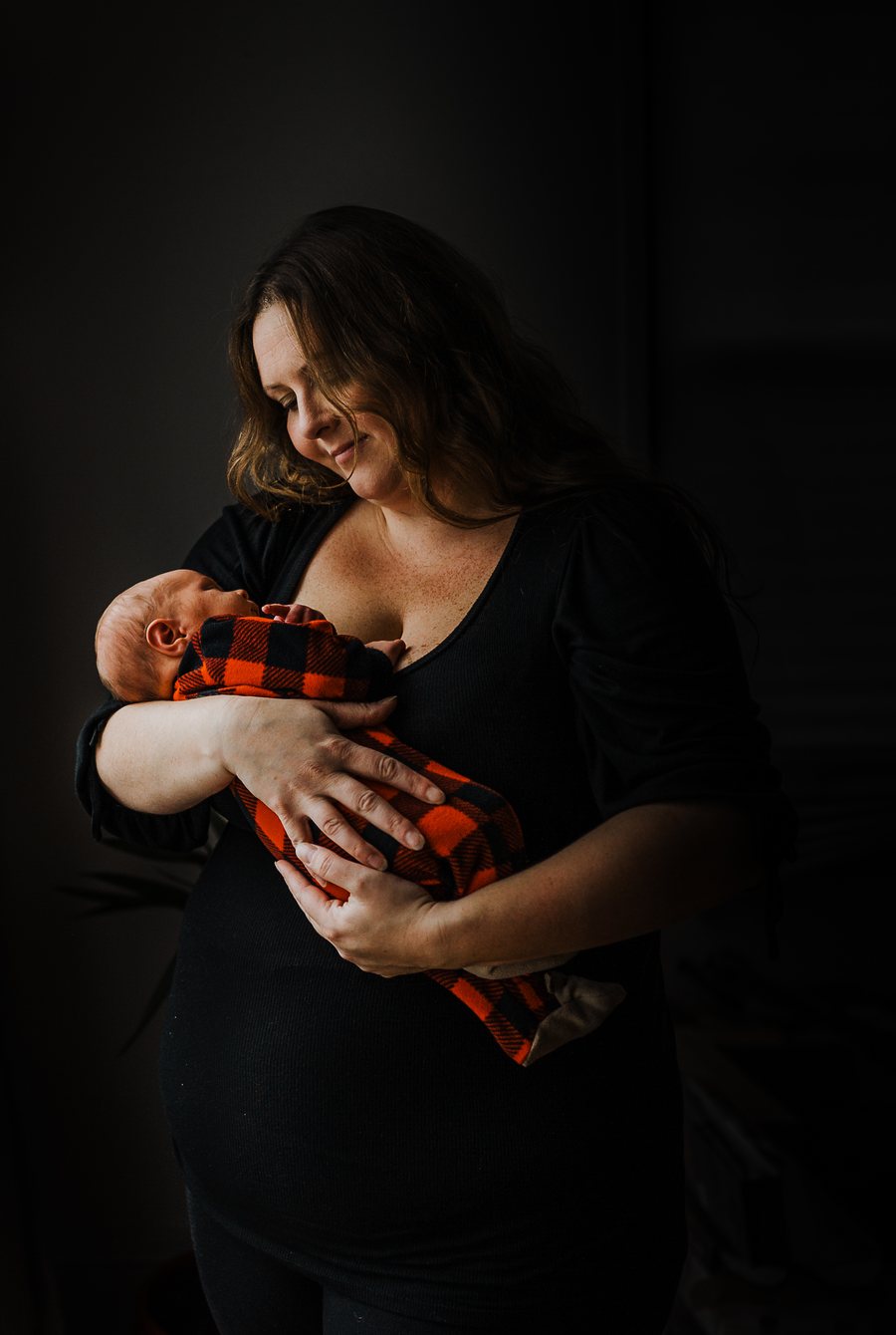 Stephanie holding her newborn